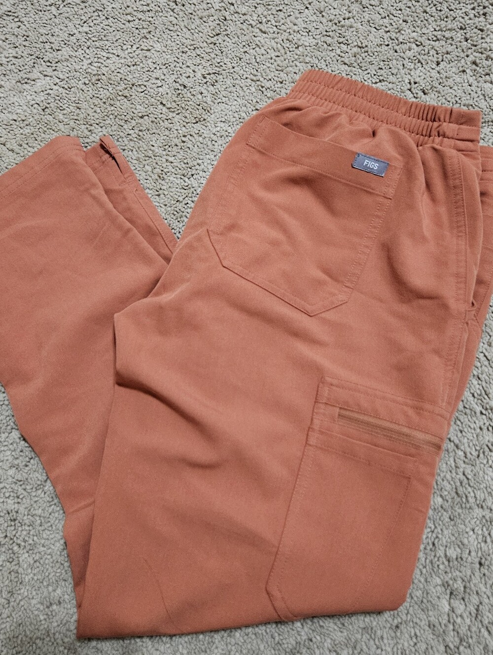 Figs Yola Cargo Scrub Jogger Pants — Rust Orange